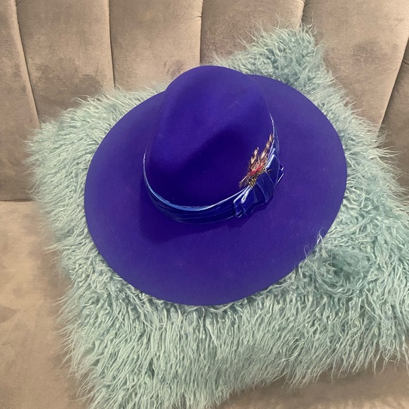 Cobalt Blue wide brim hat - Picture 3 of 3